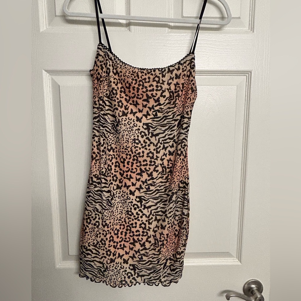 Princess Polly Animal Print Mini Dress in Beige and Black